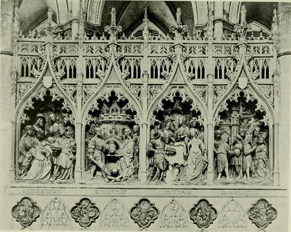 An illustration from Medieval architecture, its origins and development, with lists of monuments and bibliographies, 1912, leaf 638