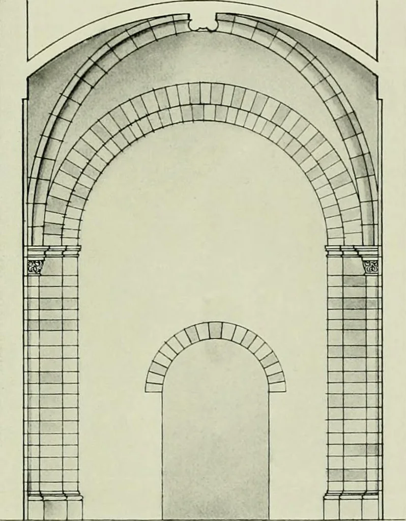 An illustration from Medieval architecture, its origins and development, with lists of monuments and bibliographies, 1912, leaf 80