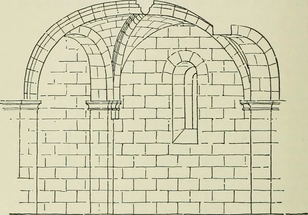 An illustration from Medieval architecture, its origins and development, with lists of monuments and bibliographies, 1912, leaf 91