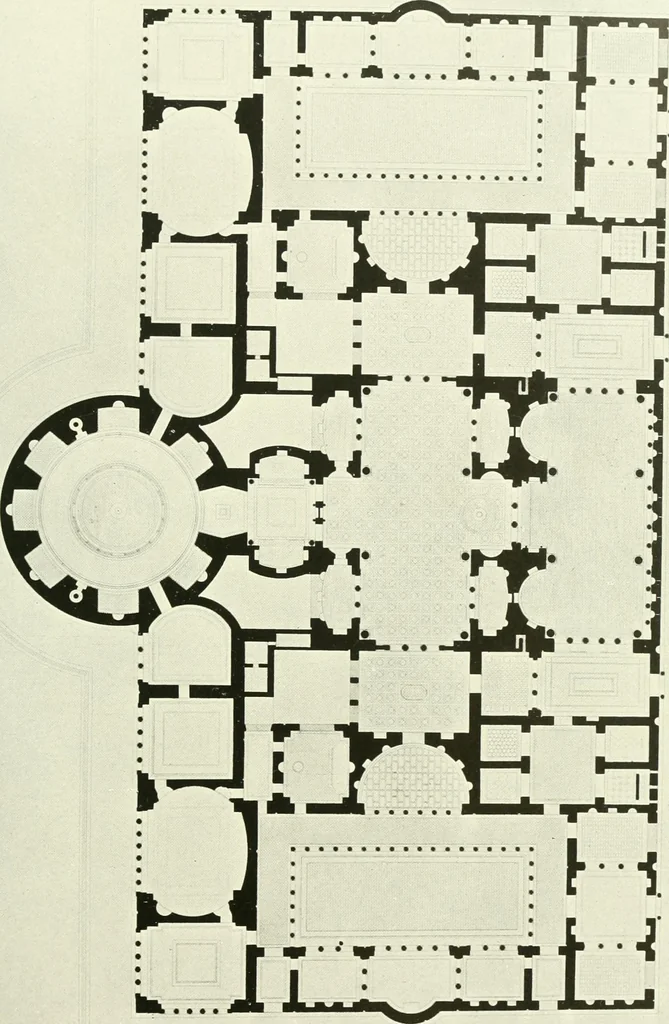 An illustration from Medieval architecture, its origins and development, with lists of monuments and bibliographies, 1909, leaf 100