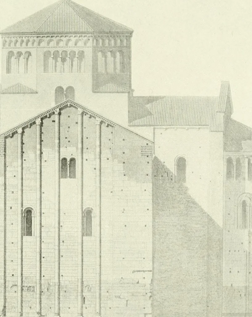 An illustration from Medieval architecture, its origins and development, with lists of monuments and bibliographies, 1909, leaf 382