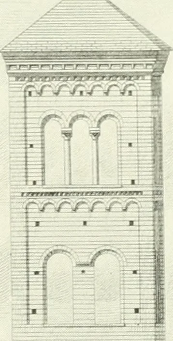 An illustration from Medieval architecture, its origins and development, with lists of monuments and bibliographies, 1909, leaf 400