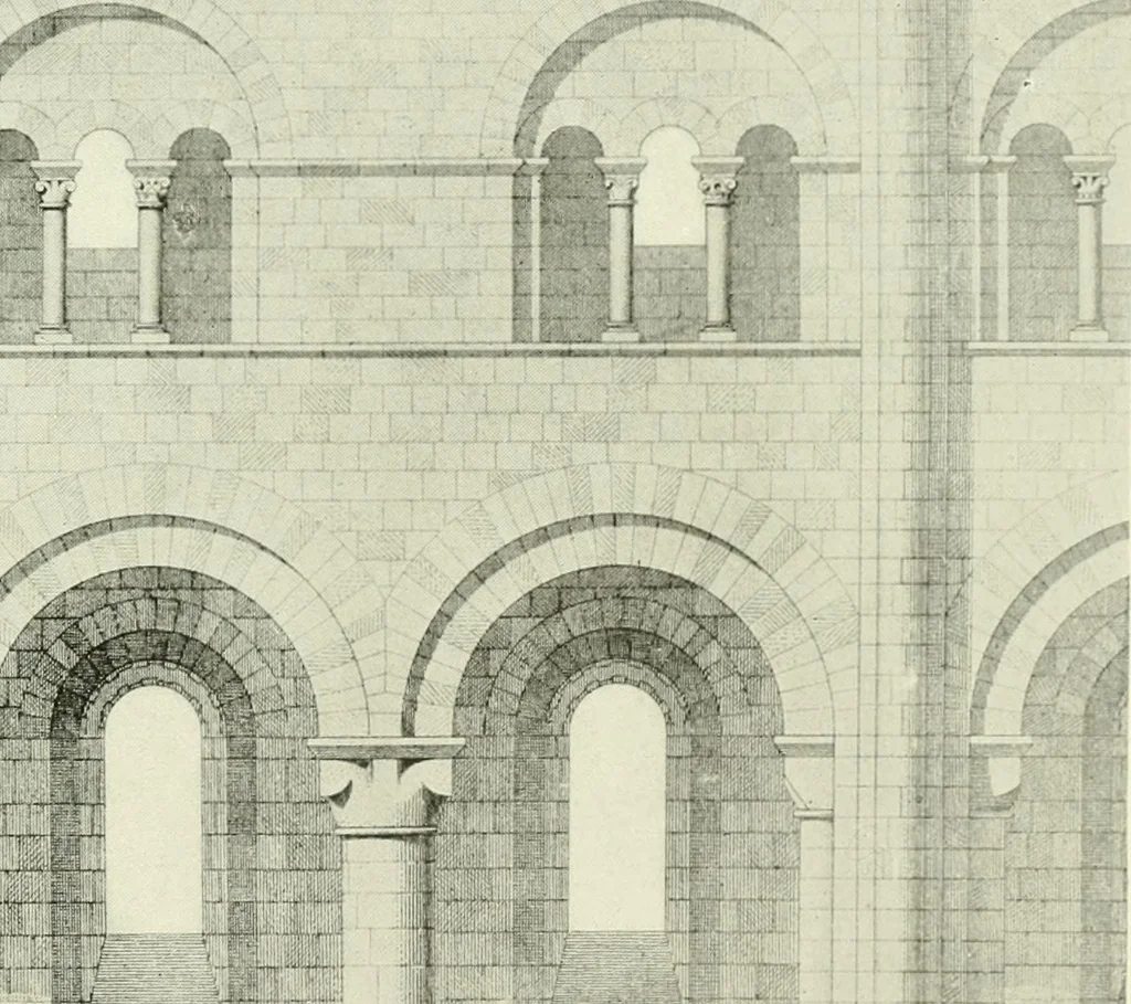 An illustration from Medieval architecture, its origins and development, with lists of monuments and bibliographies, 1909, leaf 454