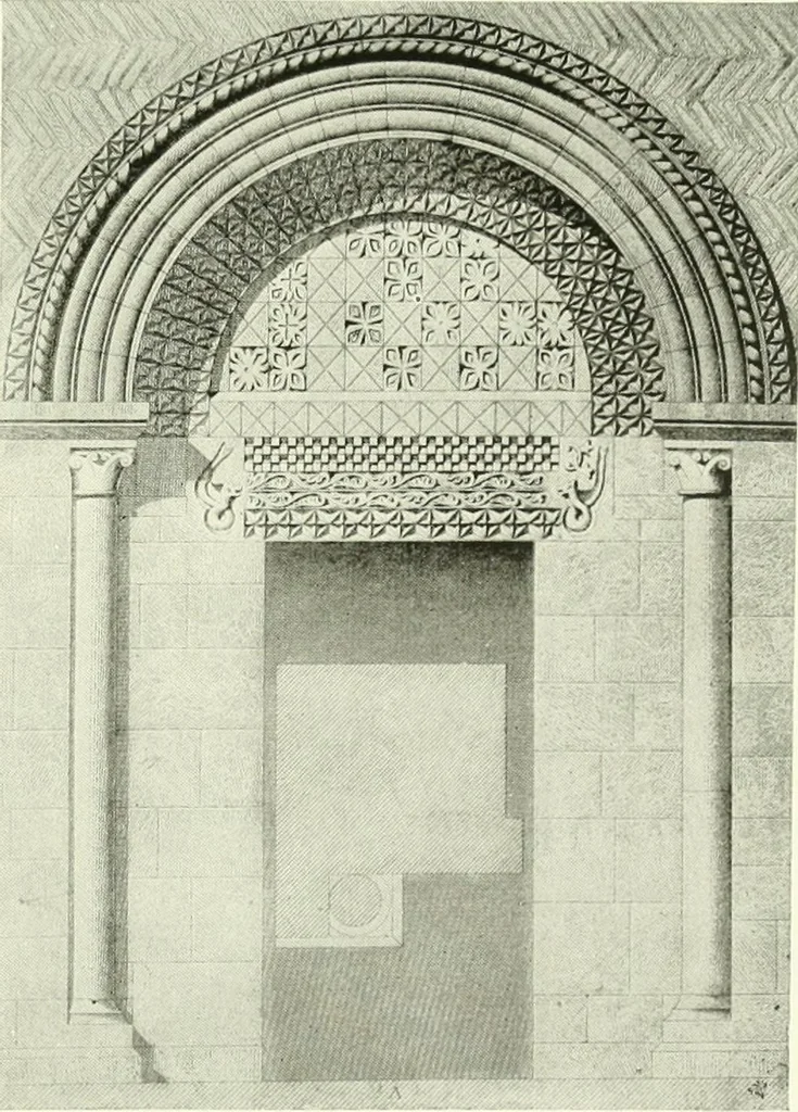 An illustration from Medieval architecture, its origins and development, with lists of monuments and bibliographies, 1909, leaf 518