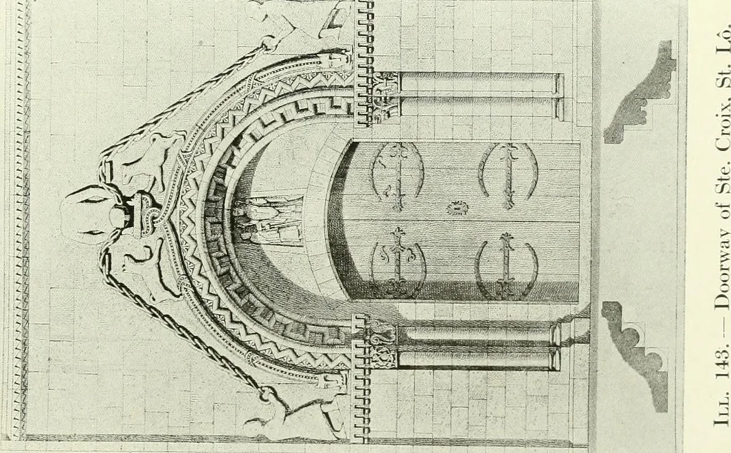 An illustration from Medieval architecture, its origins and development, with lists of monuments and bibliographies, 1909, leaf 518