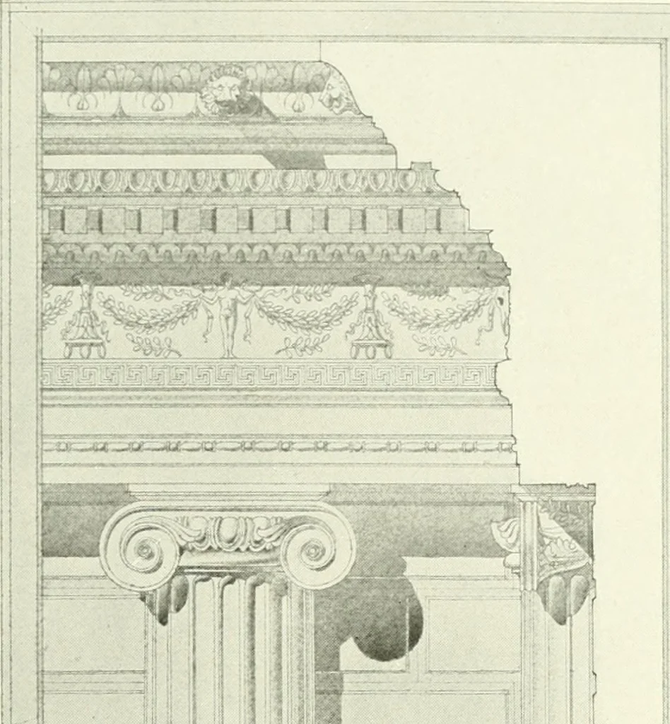 An illustration from Medieval architecture, its origins and development, with lists of monuments and bibliographies, 1909, leaf 72