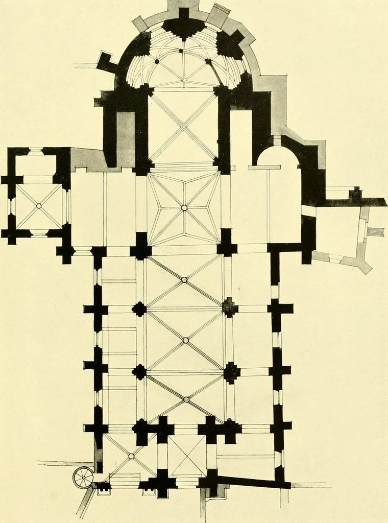 An illustration from Medieval architecture, its origins and development, with lists of monuments and bibliographies, 1909, leaf 102
