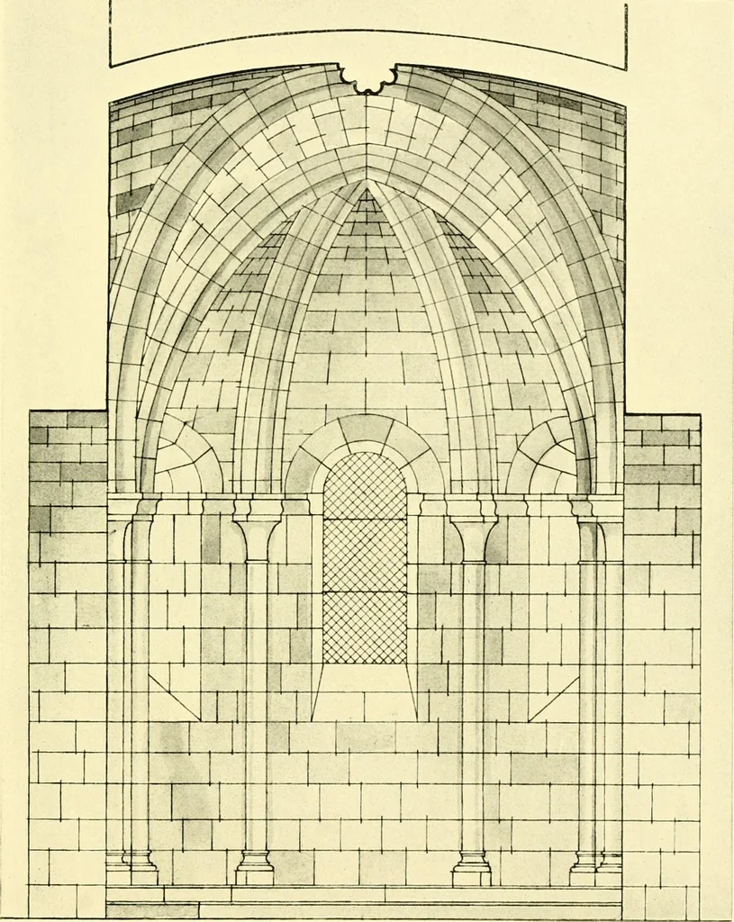 An illustration from Medieval architecture, its origins and development, with lists of monuments and bibliographies, 1909, leaf 120