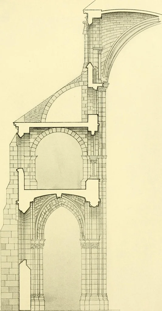 An illustration from Medieval architecture, its origins and development, with lists of monuments and bibliographies, 1909, leaf 134