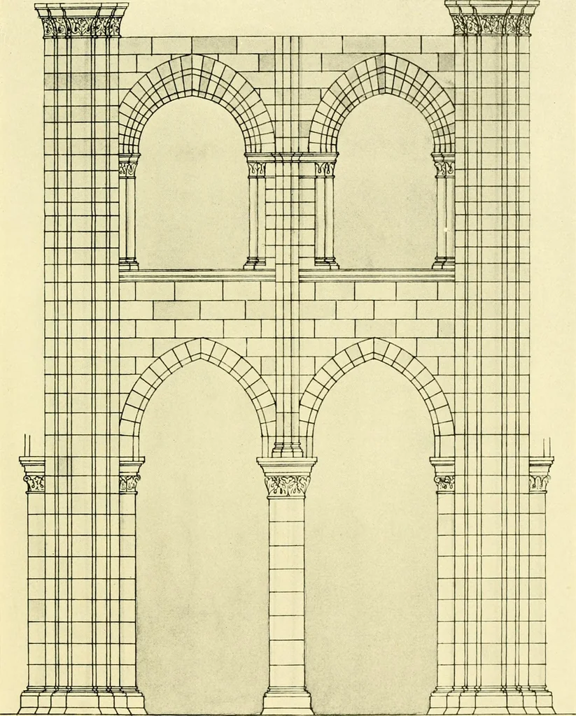 An illustration from Medieval architecture, its origins and development, with lists of monuments and bibliographies, 1909, leaf 148