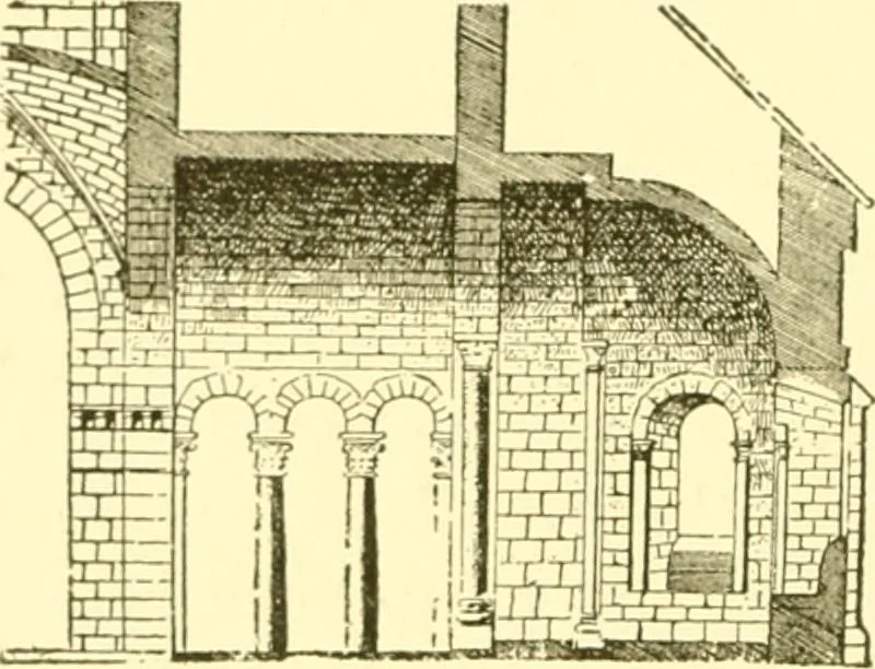 An illustration from Medieval architecture, its origins and development, with lists of monuments and bibliographies, 1909, leaf 25