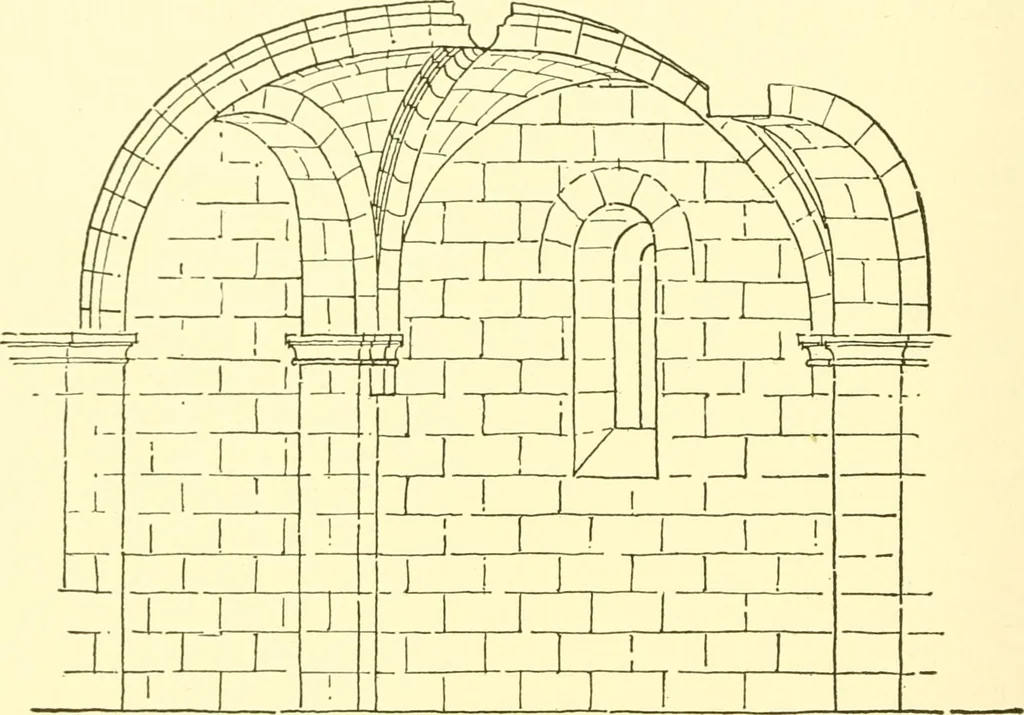 An illustration from Medieval architecture, its origins and development, with lists of monuments and bibliographies, 1909, leaf 93