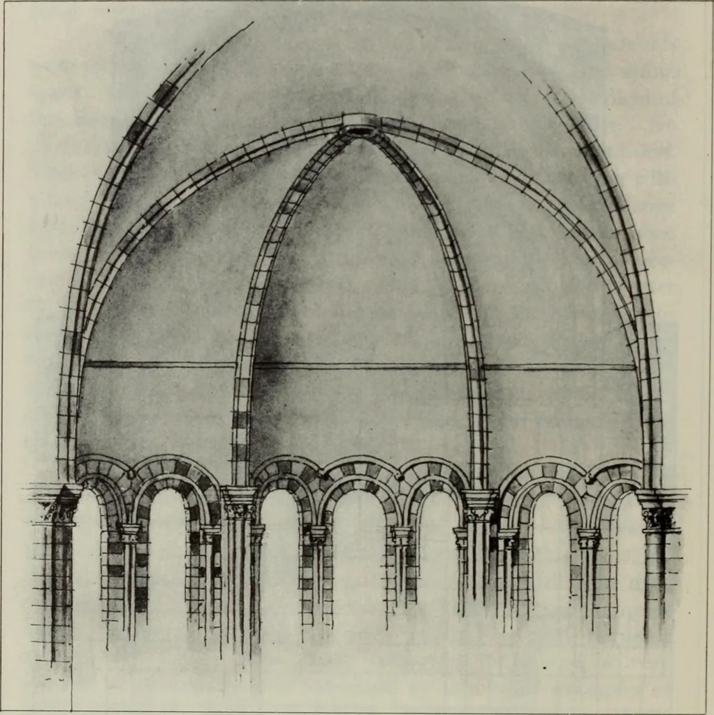 An illustration from Medieval architecture; its origins and development : with lists of monuments and bibliographies, 1909, leaf 115