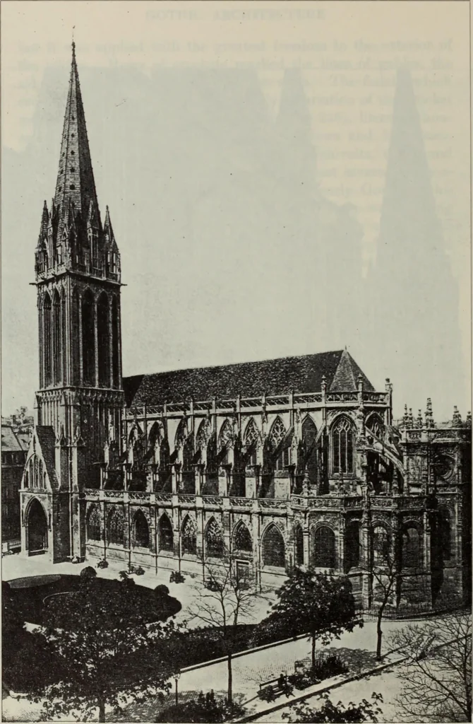 An illustration from Medieval architecture; its origins and development : with lists of monuments and bibliographies, 1909, leaf 436