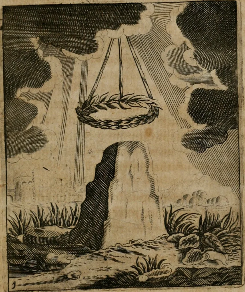 An illustration from Meditationes emblematicae de restaurata pace Germaniae = Sinnebilder von dem widergebrachten Teutschen Frieden, 1649, leaf 10