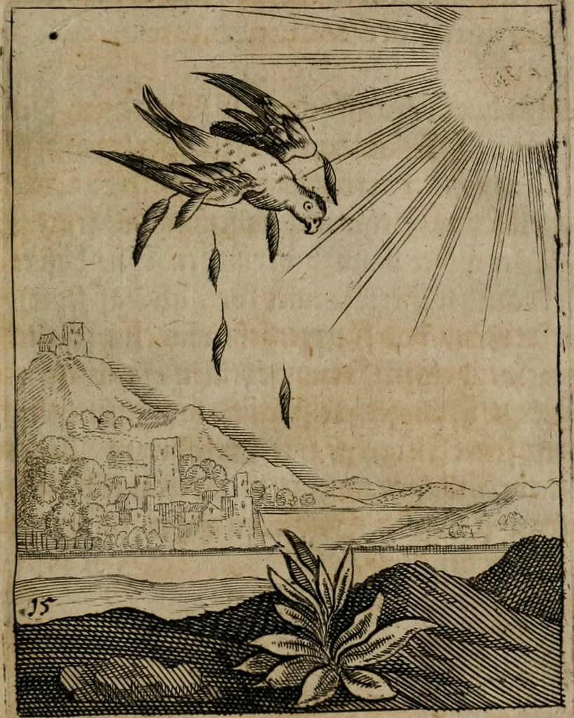 An illustration from Meditationes emblematicae de restaurata pace Germaniae = Sinnebilder von dem widergebrachten Teutschen Frieden, 1649, leaf 38