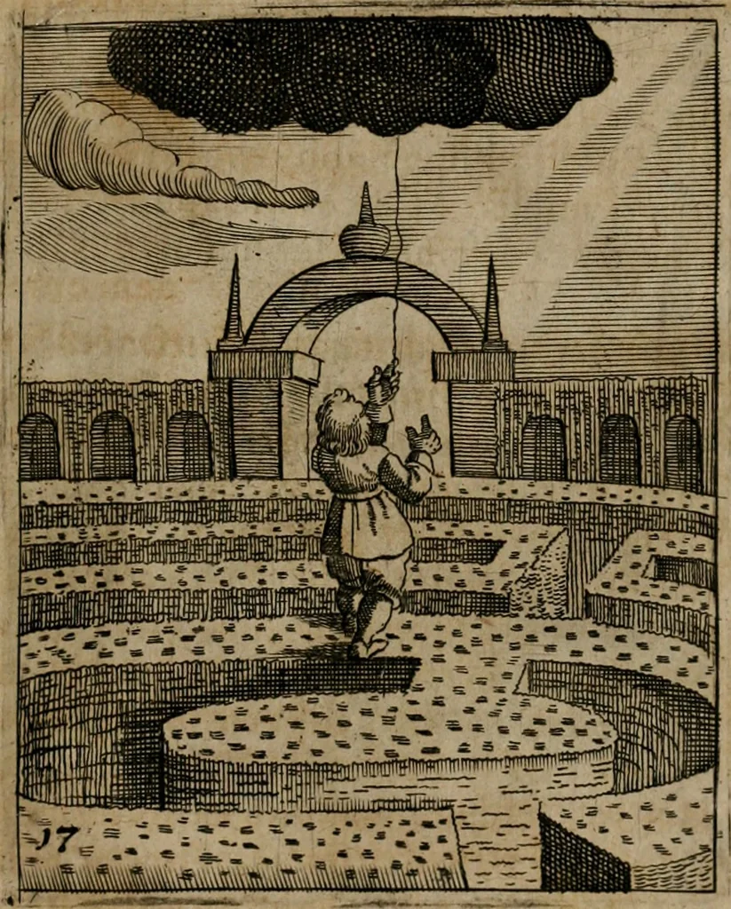 An illustration from Meditationes emblematicae de restaurata pace Germaniae = Sinnebilder von dem widergebrachten Teutschen Frieden, 1649, leaf 42