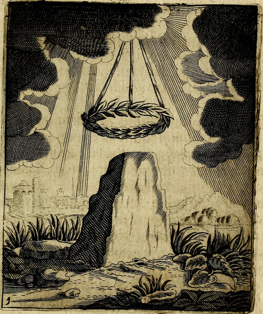 An illustration from Meditationes emblematicæ de restaurata pace Germaniæ. : Sinnebilder von dem widergebrachten teutschen Frieden, kürtzlich erklärt, 1649, leaf 12