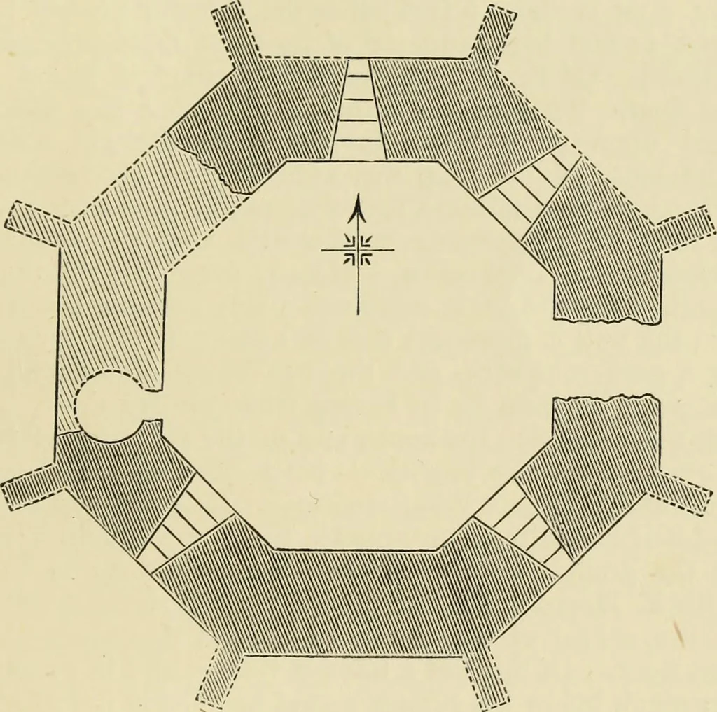 An illustration from Mediæval military architecture in England, 1884, leaf 416