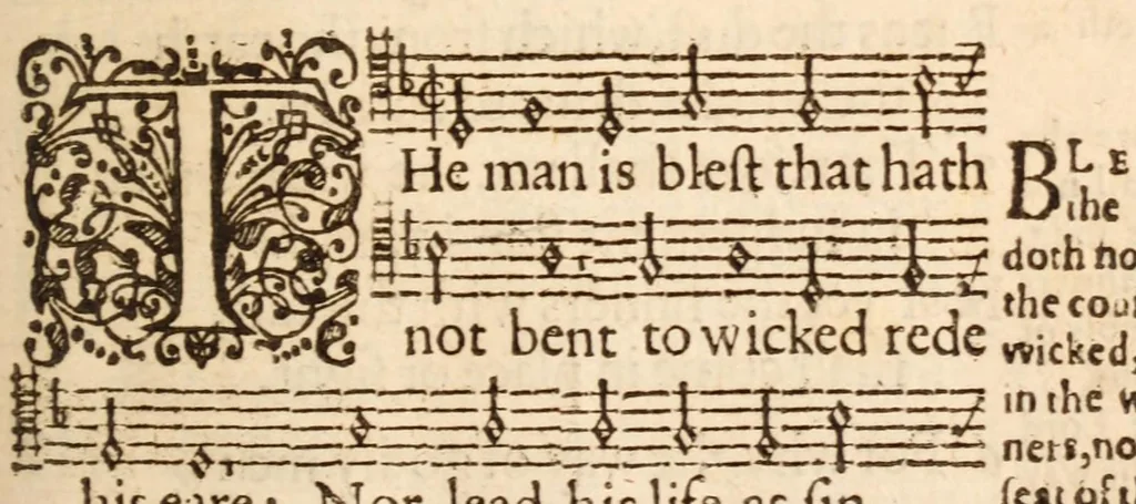 An illustration from The Whole booke of Psalmes collected into English meeter, 1618, leaf 7