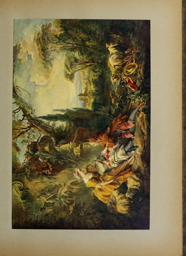 An illustration from Meister des Rokoko : acht farbige Wiedergaben nach Gemälden von Watteau, Boucher und Fragonard, 1900, leaf 16
