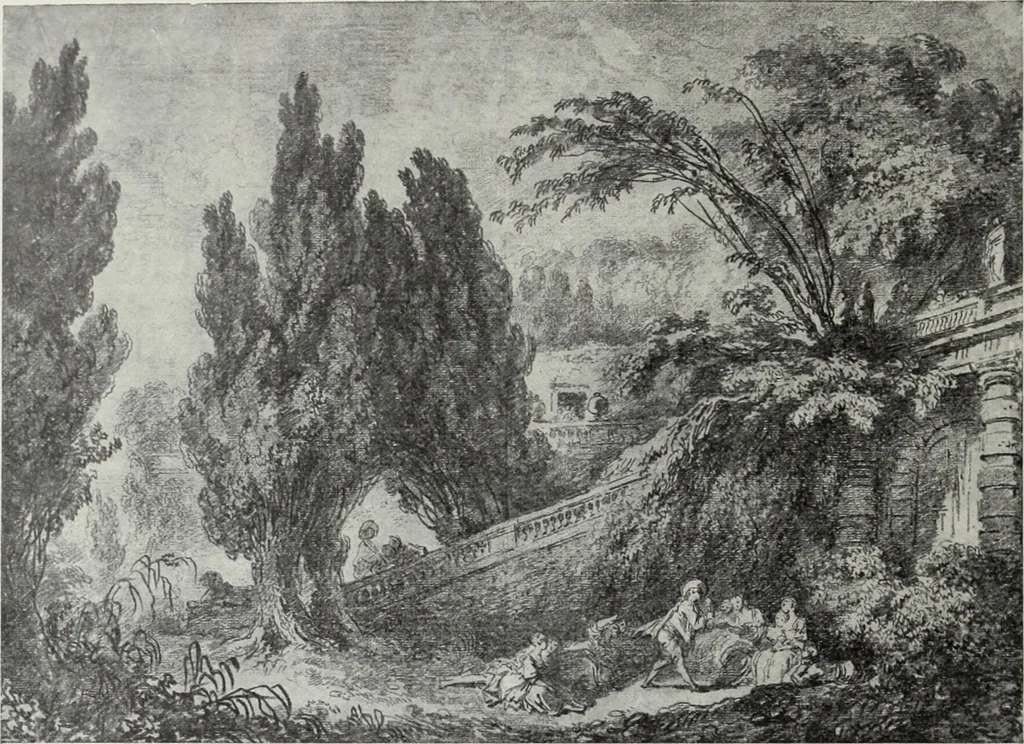 An illustration from Meister des Rokoko : acht farbige Wiedergaben nach Gemälden von Watteau, Boucher und Fragonard, 1900, leaf 3
