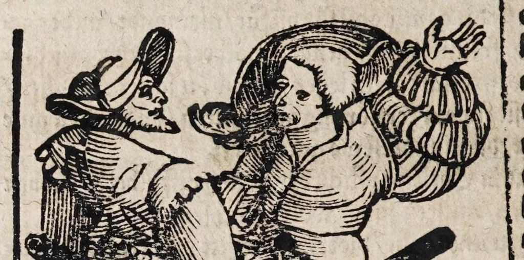 An illustration from M. Elucidarius Von allerhand Geschöpffen Gottes, den Engeln, den Himmeln, Gestirn, Planeten, vnd wie alle Creaturen geschaffen seind auff Erden : auch wie die Erdt in drey Theyl getheylet, vnnd dero Länder, sampt der Völcker darinn, Eigenschafften, vnd wunderbarlichen Thieren, auss Plinio Secundo, Solino, und andern Weltbeschreibern, ein kurtze vnd lustige Anzeigung : mit angehencktem Bauren Compassz, vor die jhenigen gestellt, so sich auff den Compassz nicht verstehen, oder denselben nicht allzeit bey sich haben, die Stundt dess Tages in der Handt durch den Strohalmen zu lehrnen, 1584, leaf 38