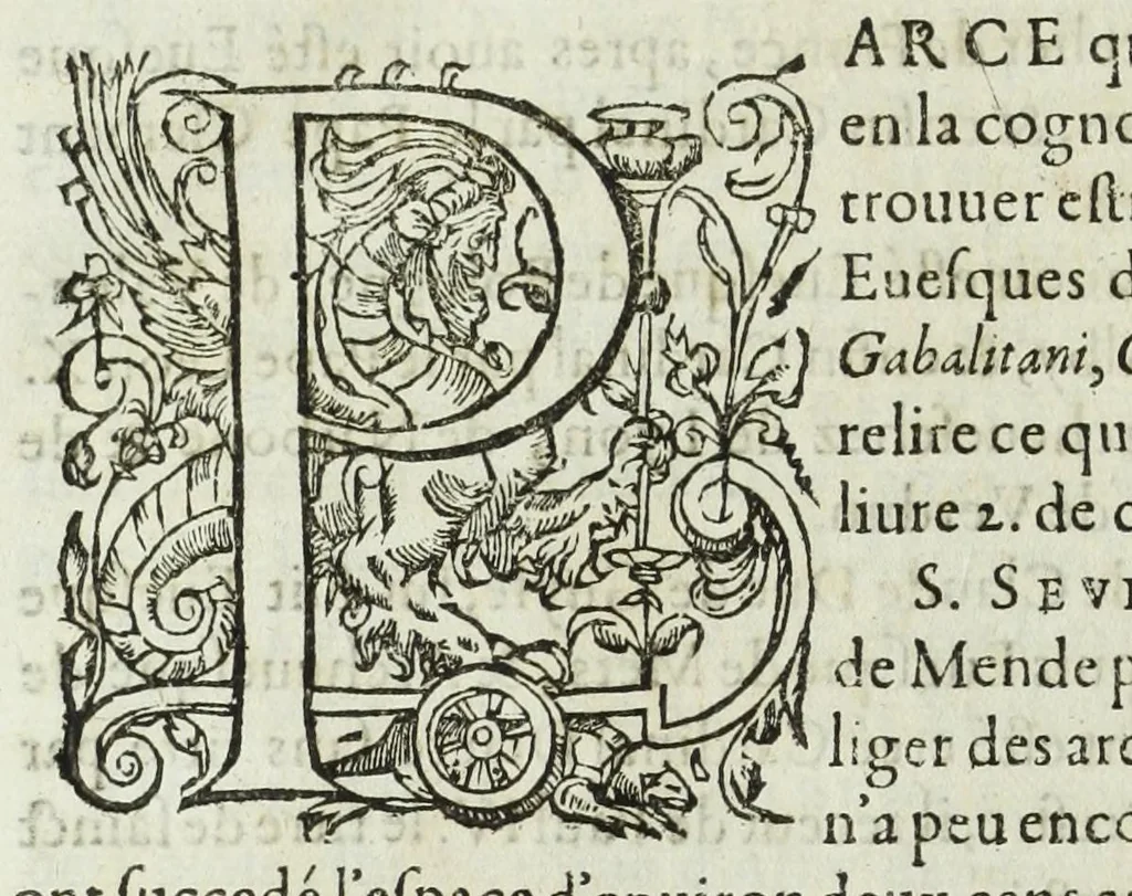 An illustration from Memoires de l'histoire du Languedoc, curieusement et fidelement recueillis de diuers autheurs grecs, latins, françois & espagnols; & de plusieurs titres & chartes tirés des archifs des villes & communautez de la mesme prouince, et autres circonuoisines, 1633, leaf 1042
