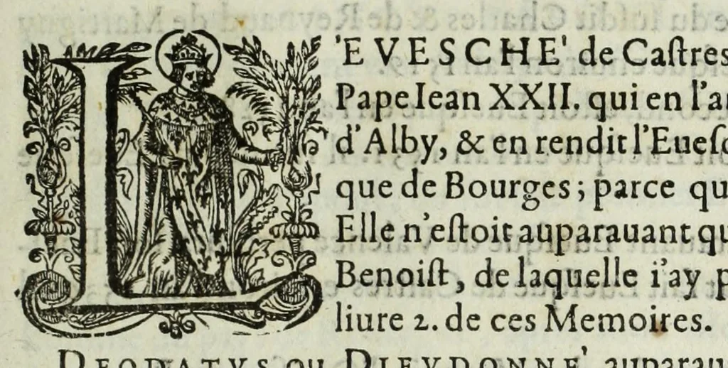 An illustration from Memoires de l'histoire du Languedoc, curieusement et fidelement recueillis de diuers autheurs grecs, latins, françois & espagnols; & de plusieurs titres & chartes tirés des archifs des villes & communautez de la mesme prouince, et autres circonuoisines, 1633, leaf 1053