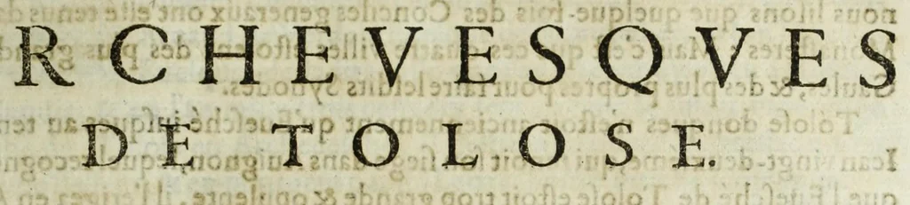An illustration from Memoires de l'histoire du Languedoc, curieusement et fidelement recueillis de diuers autheurs grecs, latins, françois & espagnols; & de plusieurs titres & chartes tirés des archifs des villes & communautez de la mesme prouince, et autres circonuoisines, 1633, leaf 943