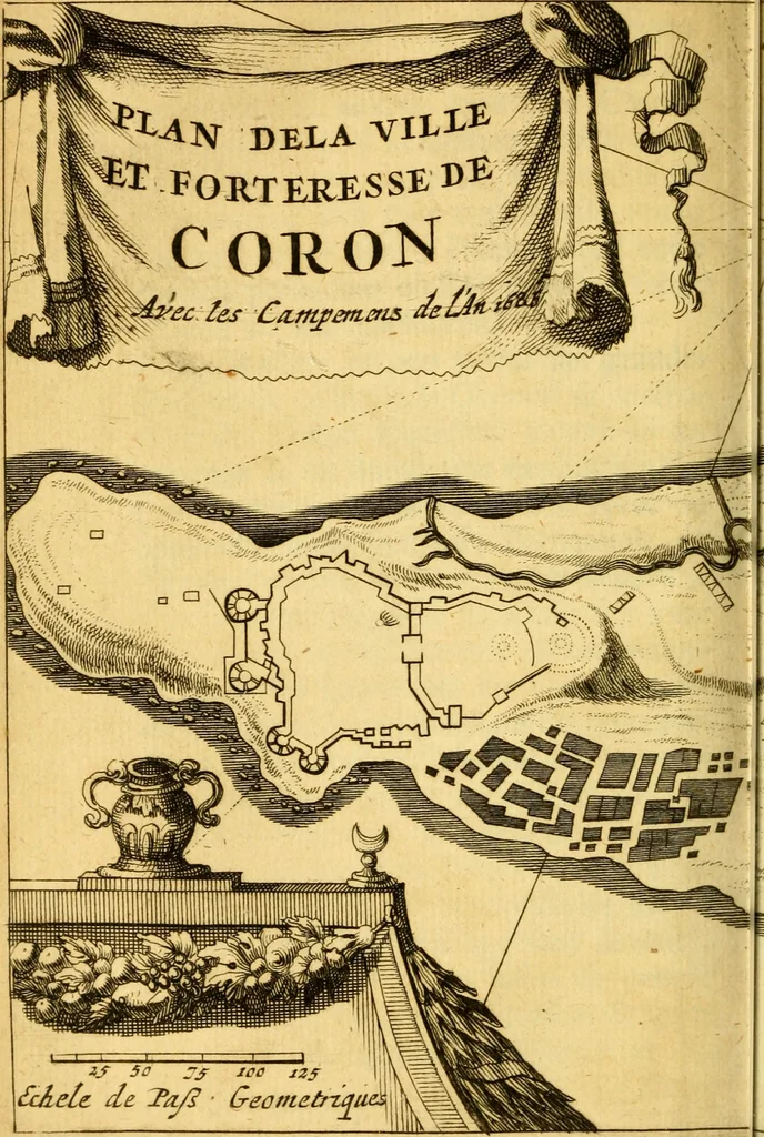 An illustration from Memoires, historiques & geographiques du royaume de la Moree, Negrepont, & des places maritimes, jusques à Thessalonique, 1686, leaf 103