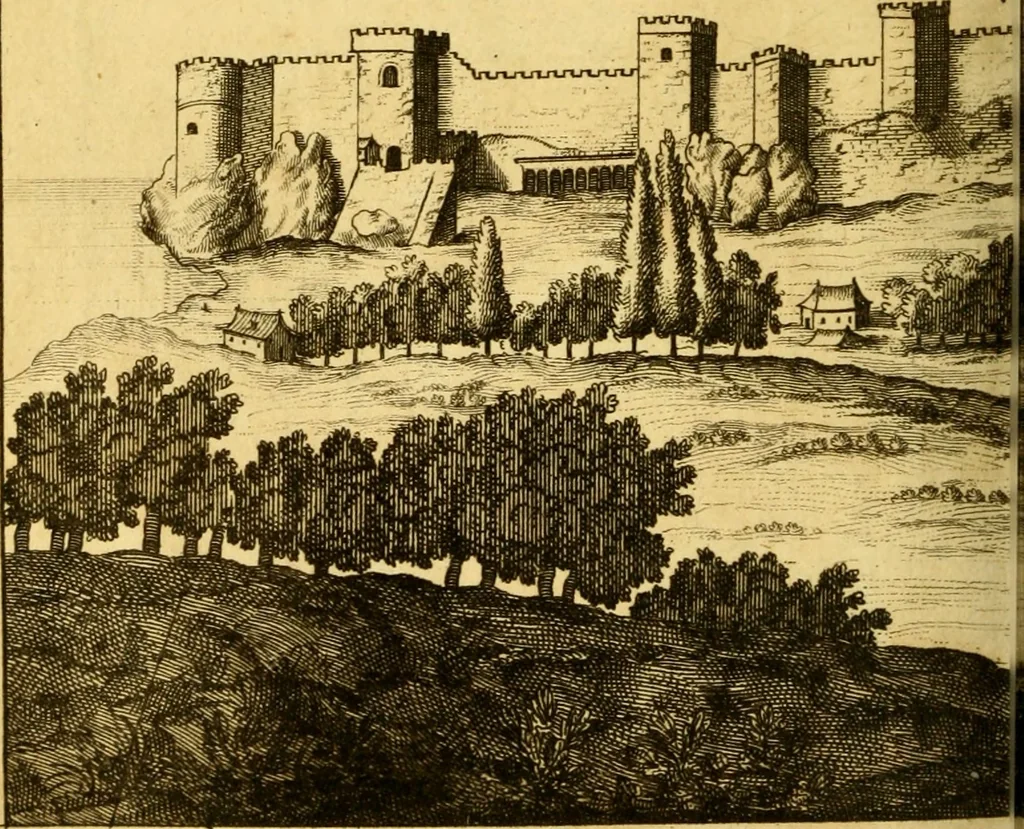 An illustration from Memoires, historiques & geographiques du royaume de la Moree, Negrepont, & des places maritimes, jusques à Thessalonique, 1686, leaf 107