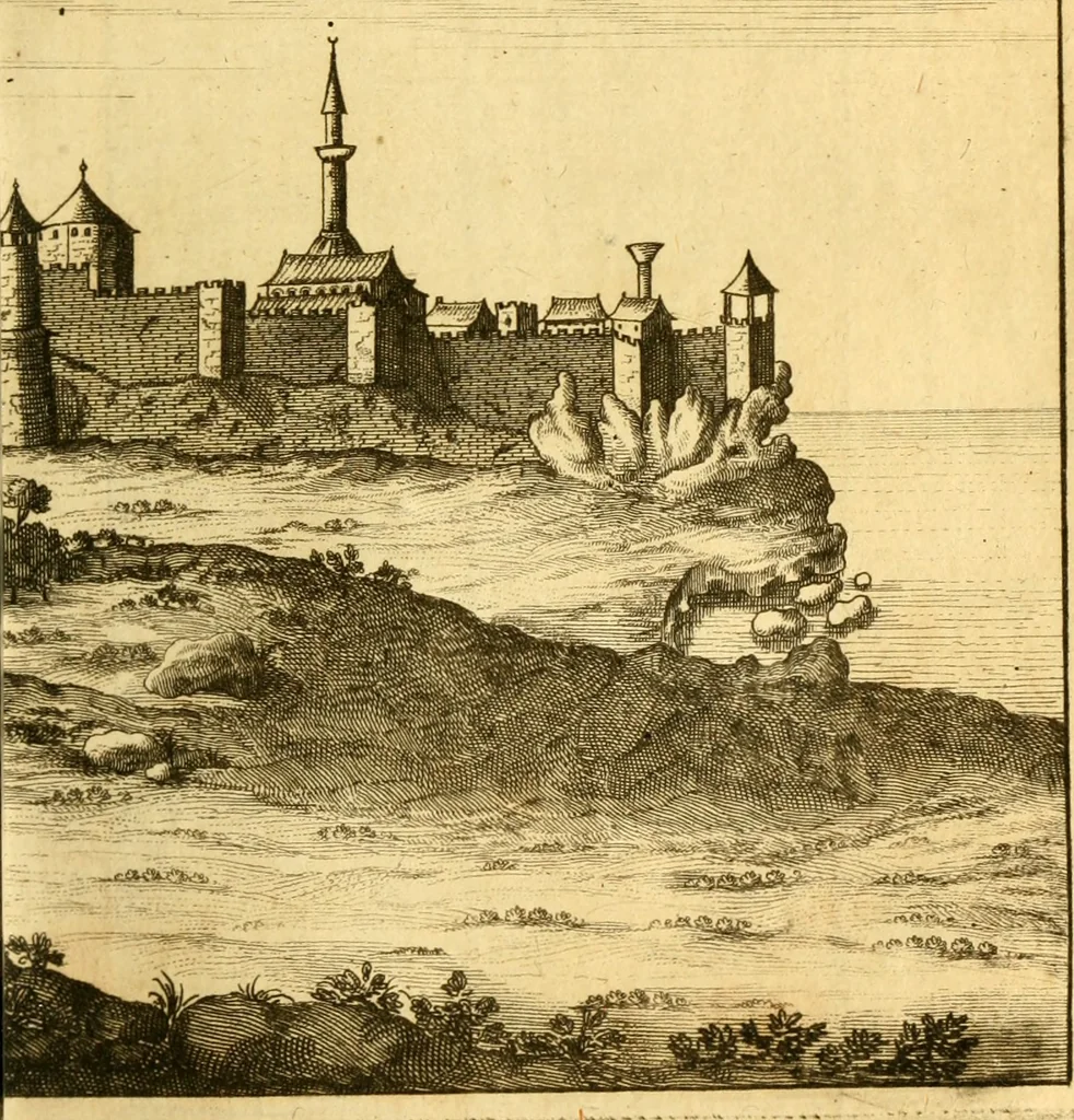 An illustration from Memoires, historiques & geographiques du royaume de la Moree, Negrepont, & des places maritimes, jusques à Thessalonique, 1686, leaf 108