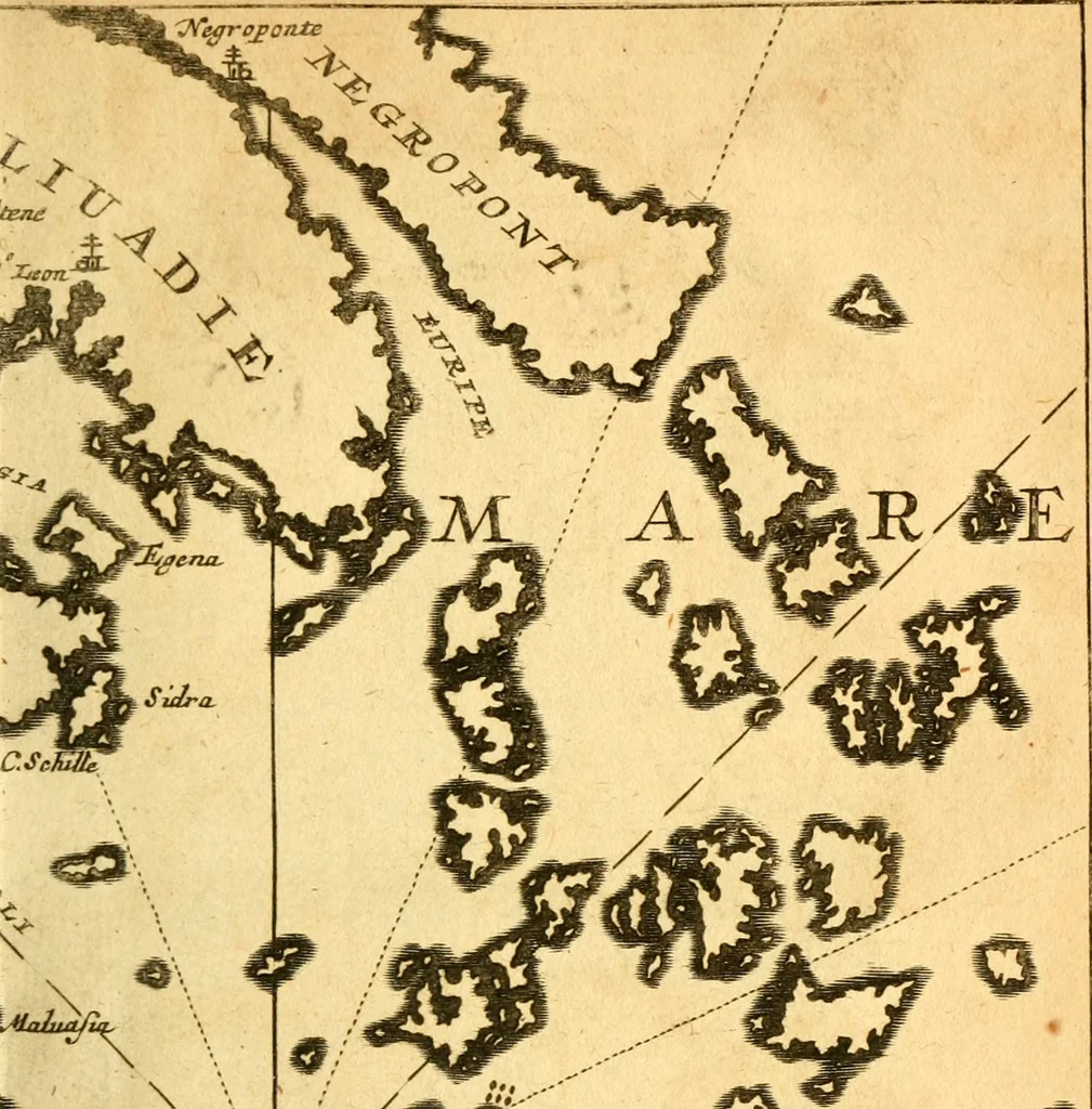 An illustration from Memoires, historiques & geographiques du royaume de la Moree, Negrepont, & des places maritimes, jusques à Thessalonique, 1686, leaf 12