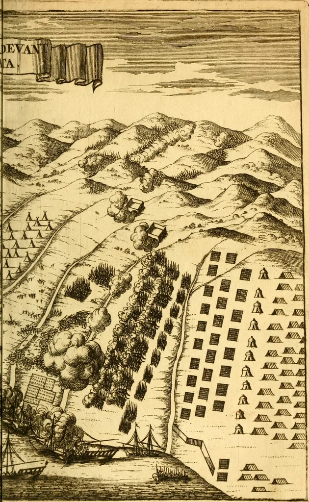 An illustration from Memoires, historiques & geographiques du royaume de la Moree, Negrepont, & des places maritimes, jusques à Thessalonique, 1686, leaf 134