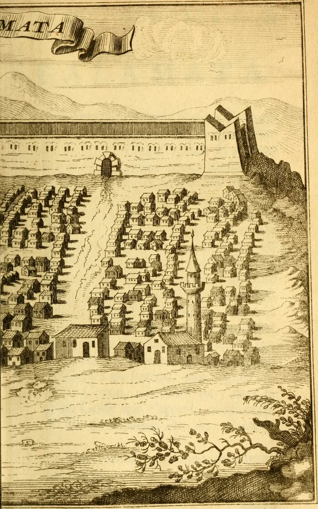 An illustration from Memoires, historiques & geographiques du royaume de la Moree, Negrepont, & des places maritimes, jusques à Thessalonique, 1686, leaf 138