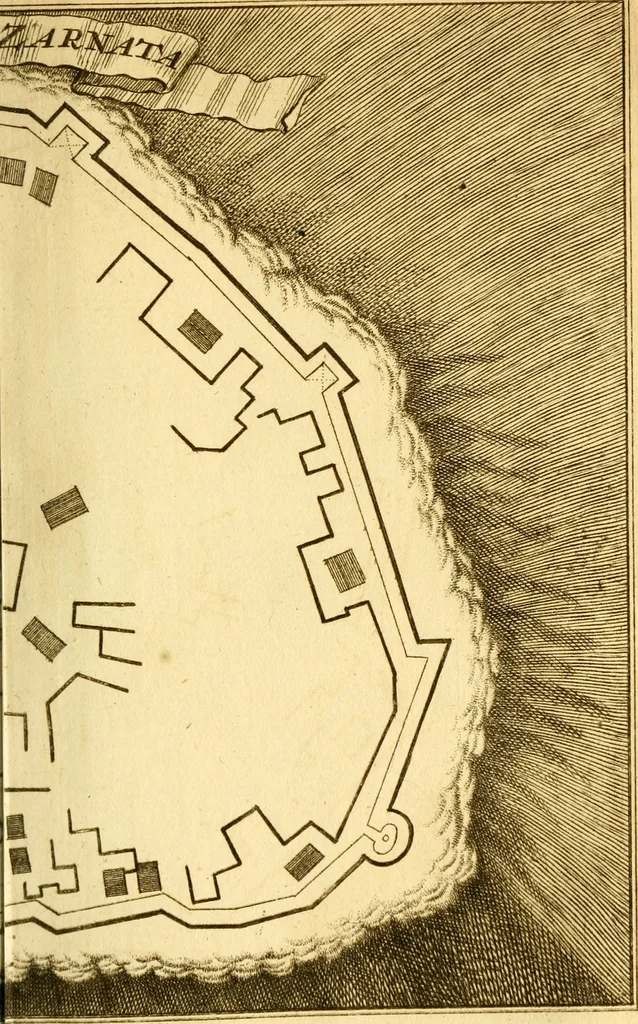 An illustration from Memoires, historiques & geographiques du royaume de la Moree, Negrepont, & des places maritimes, jusques à Thessalonique, 1686, leaf 144