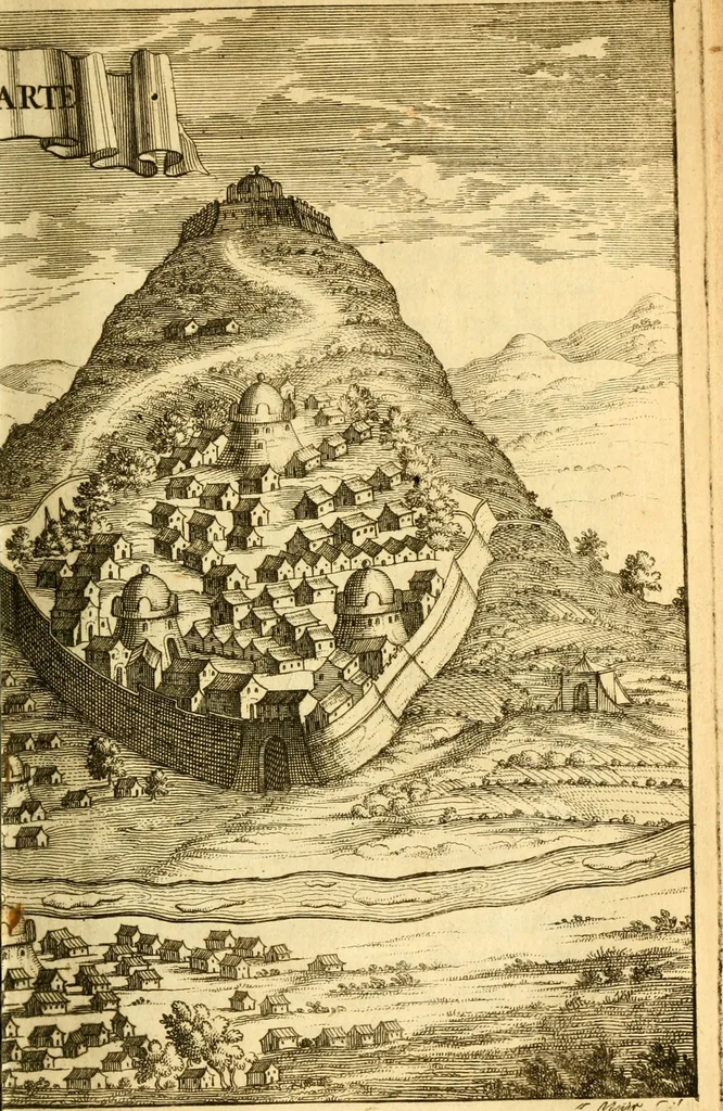 An illustration from Memoires, historiques & geographiques du royaume de la Moree, Negrepont, & des places maritimes, jusques à Thessalonique, 1686, leaf 172