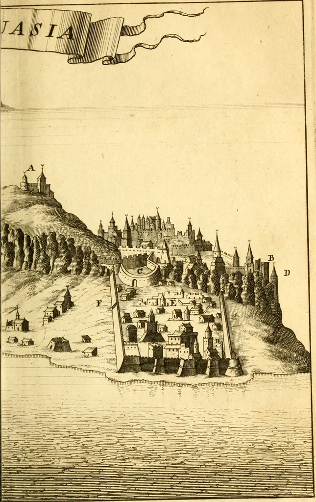 An illustration from Memoires, historiques & geographiques du royaume de la Moree, Negrepont, & des places maritimes, jusques à Thessalonique, 1686, leaf 200