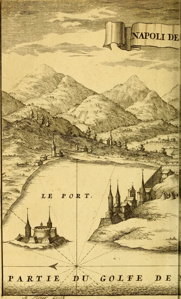 An illustration from Memoires, historiques & geographiques du royaume de la Moree, Negrepont, & des places maritimes, jusques à Thessalonique, 1686, leaf 203