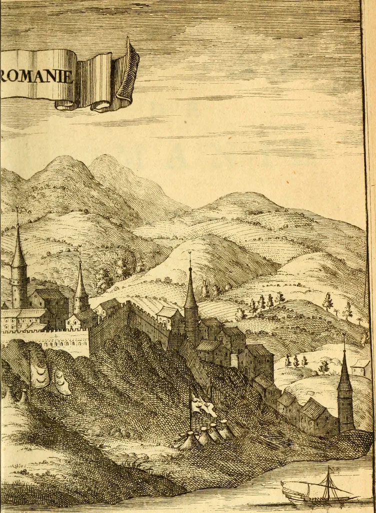 An illustration from Memoires, historiques & geographiques du royaume de la Moree, Negrepont, & des places maritimes, jusques à Thessalonique, 1686, leaf 204