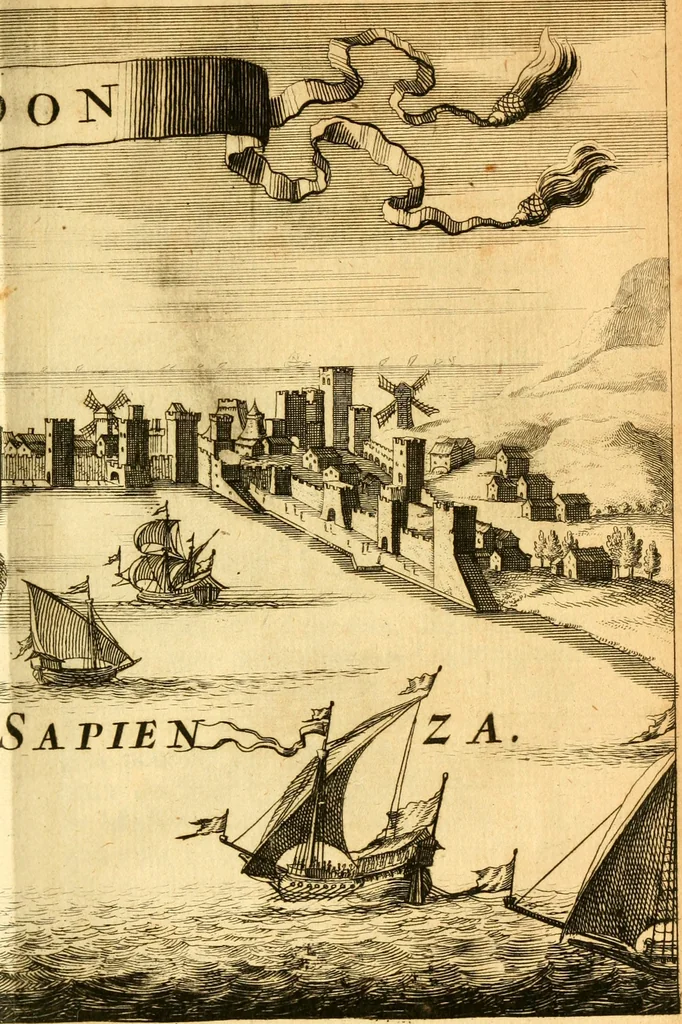 An illustration from Memoires, historiques & geographiques du royaume de la Moree, Negrepont, & des places maritimes, jusques à Thessalonique, 1686, leaf 78