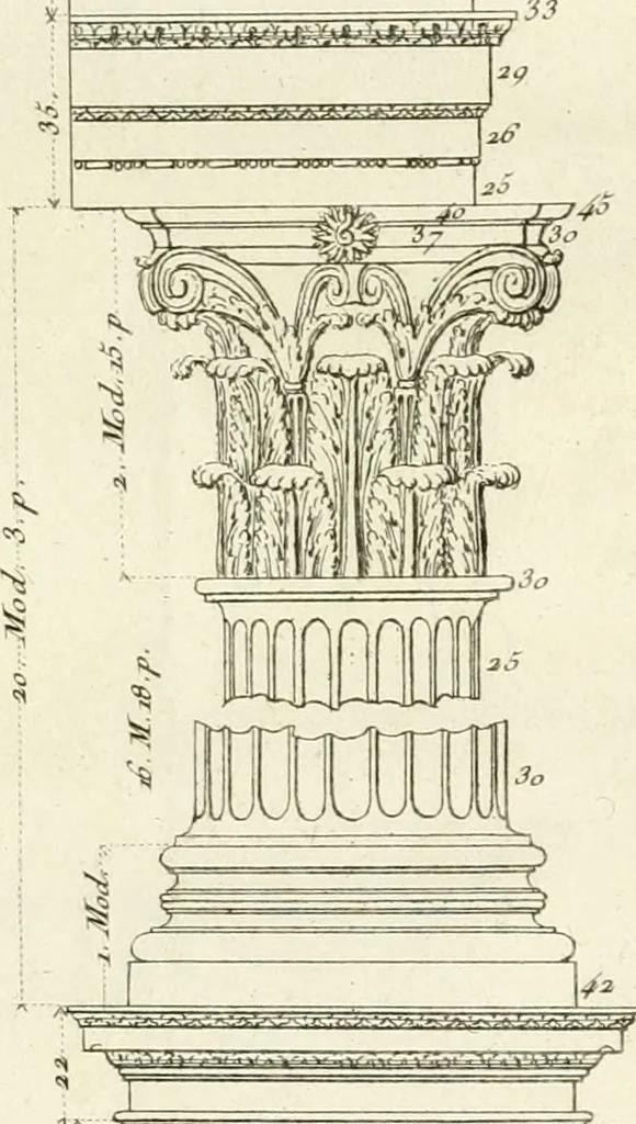 An illustration from Mémoires sur les objets les plus importans de l'architecture, 1769, leaf 106
