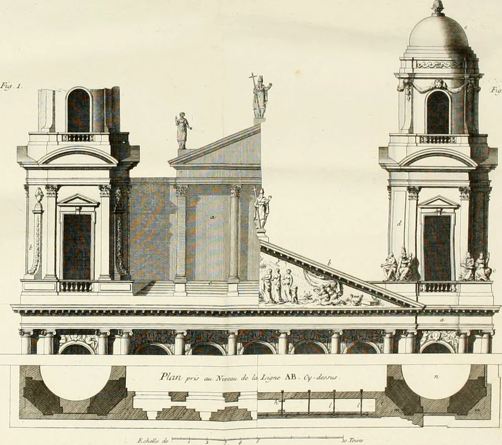 An illustration from Mémoires sur les objets les plus importans de l'architecture, 1769, leaf 413
