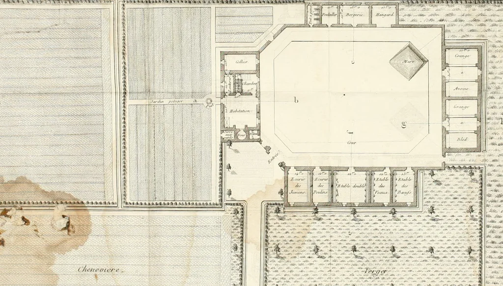 An illustration from Mémoire sur l'art de perfectionner les constructions rurales, 1805, leaf 125