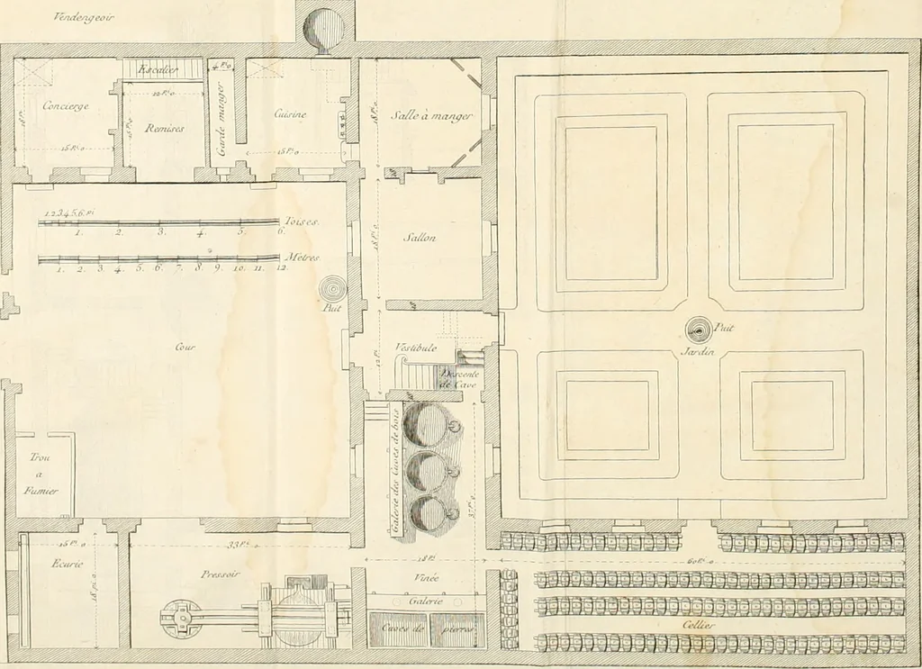 An illustration from Mémoire sur l'art de perfectionner les constructions rurales, 1805, leaf 143