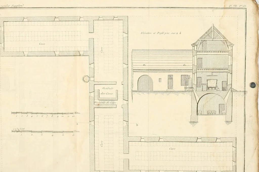 An illustration from Mémoire sur l'art de perfectionner les constructions rurales, 1805, leaf 145