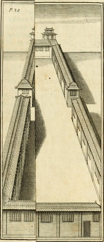 An illustration from Memoirs and observations topographical, physical, mathematical, mechanical, natural, civil, and ecclesiastical. Made in a late journey through the Empire of China, and published in several letters. Particularly upon the Chinese pottery and varnishing; the silk and other manufactures; the pearl fishing; the history of plants and animals. Description of their cities and publick works; number of people, their language, manners and commerce; their habits, oeconomy, and government. The philosophy of Confucius. The state of Christianity, with many other curious and useful remarks, 1697, leaf 68