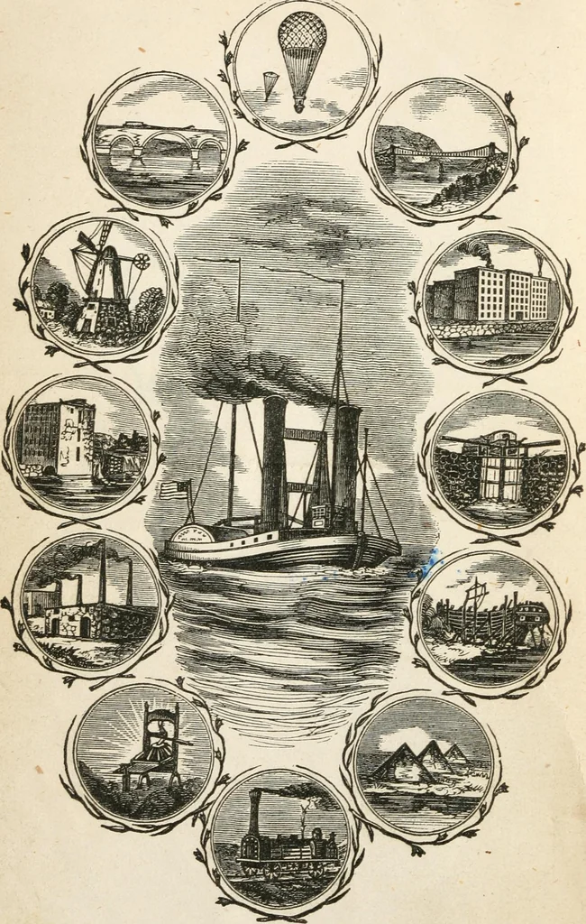 An illustration from Memoirs of the most eminent American mechanics : also, lives of distinguished European mechanics : together with a collection of anecdotes ... relating to the mechanic arts : illustrated by fifty engravings, 1852, leaf 7
