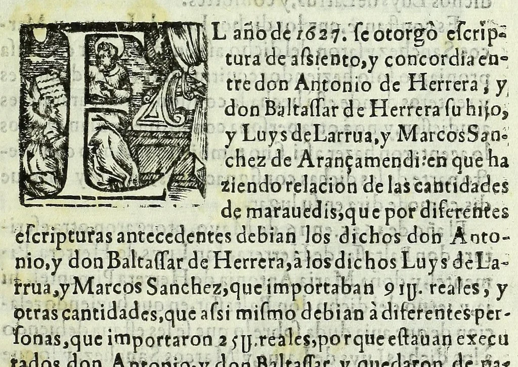 An illustration from Memorial del pleyto de don Baltassar de Herrera y Oballe, vezino de Salamanca con Iocahin de Yzcaray, y otros consortes vezinos desta ciudad, 1640, leaf 7